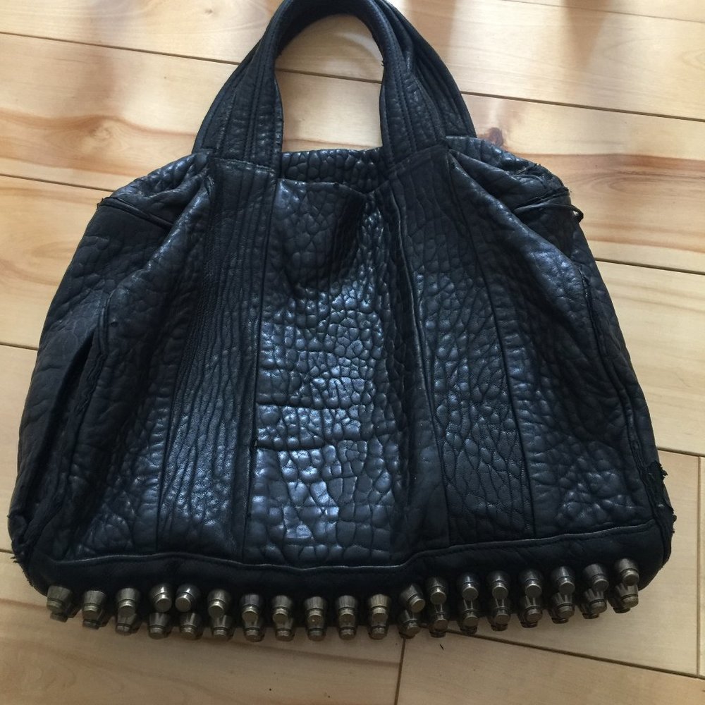 Alexander Wang  Rocco Black Pebbled Leather Bag